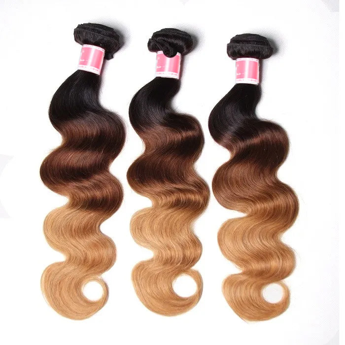 T1B/4/27 Ombre Peruvian Body Wave Human Hair 3/4 Bundles 10A Unprocessed Virgin Hair Weave Bundles hermosahair