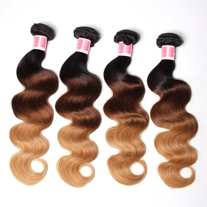 T1B/4/27 Ombre Peruvian Body Wave Human Hair 3/4 Bundles 10A Unprocessed Virgin Hair Weave Bundles hermosahair