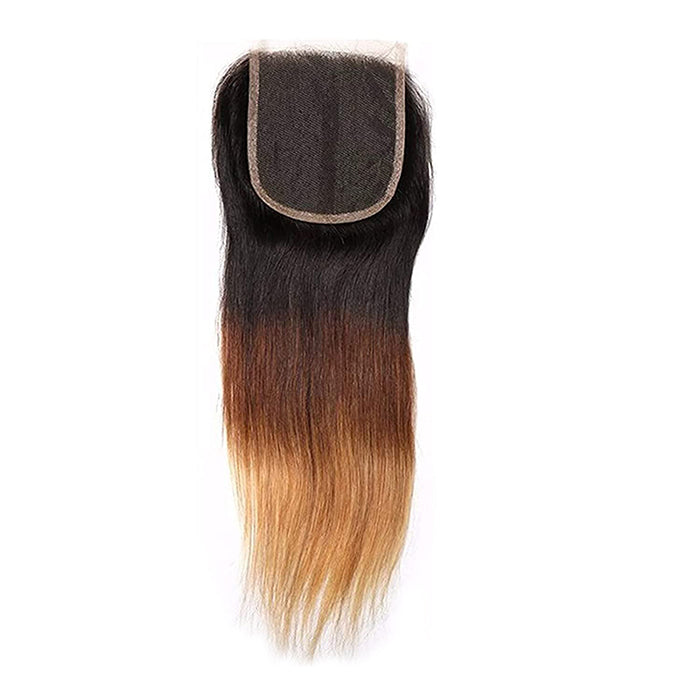 T1B/4/27 Ombre Straight Hair Free Part 4x4 HD Transparent Lace Closure Virgin Human Hair hermosahair