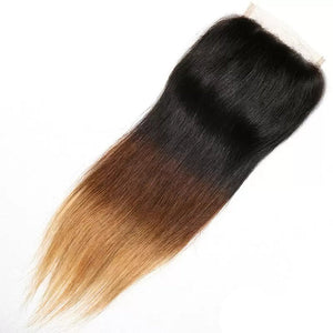 T1B/4/27 Ombre Straight Hair Free Part 4x4 HD Transparent Lace Closure Virgin Human Hair hermosahair