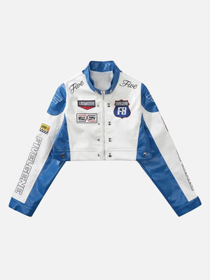 1984 Badge Short PU Leather Racing Jacket - 1631 - 1984brand