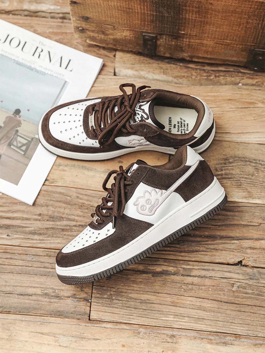 Sneakerhill Suede Splicing Skateboard Casual Sneakers -1342