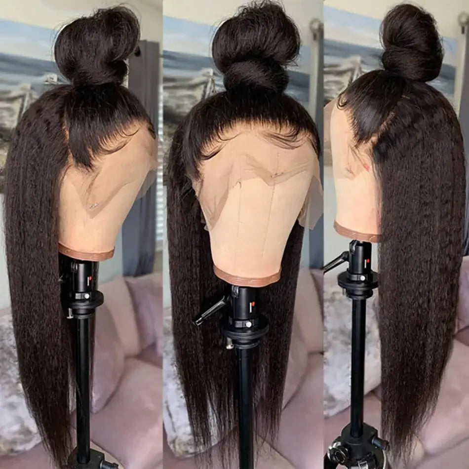 Kinky Straight 360 Lace Wig Pre Plucked 13x6 Hd Lace Front Human Hair Wig 180% Density Hermosa Hair