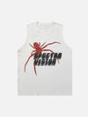 Washed And Distressed Large Spider Letter Print Tank Top SP240329RDI6