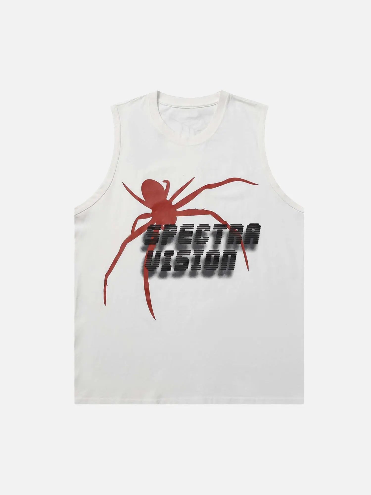 Washed And Distressed Large Spider Letter Print Tank Top SP240329RDI6