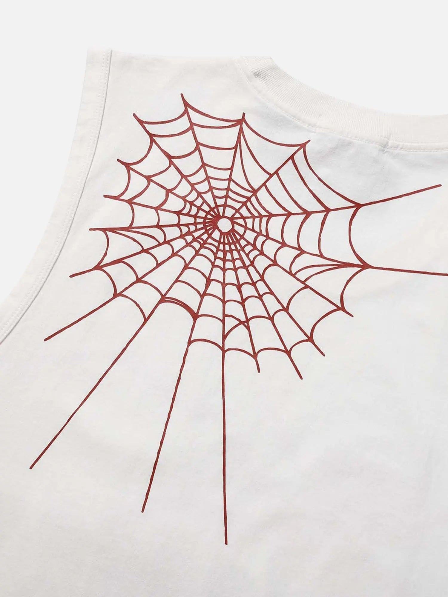 Washed And Distressed Large Spider Letter Print Tank Top SP240329RDI6