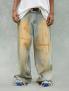 Washed Distressed Gradient Design Wide-leg Jeans SP240411CVQH