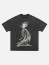 West Coast Retro Dark Skeleton Hip Hop Loose Street T-shirt SP240321YCCQ