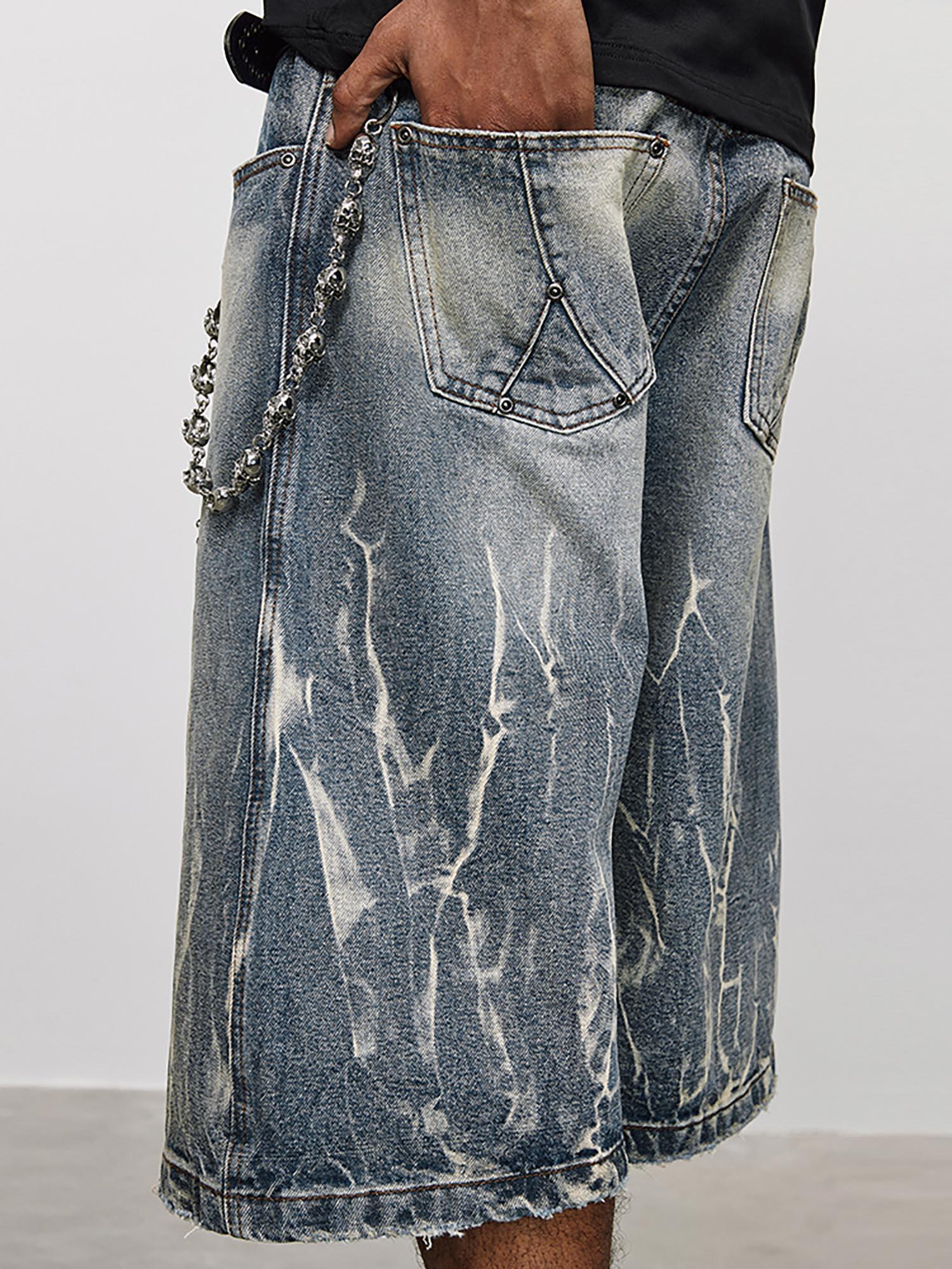 1984 Lightning Pattern Denim Hip-hop Jorts