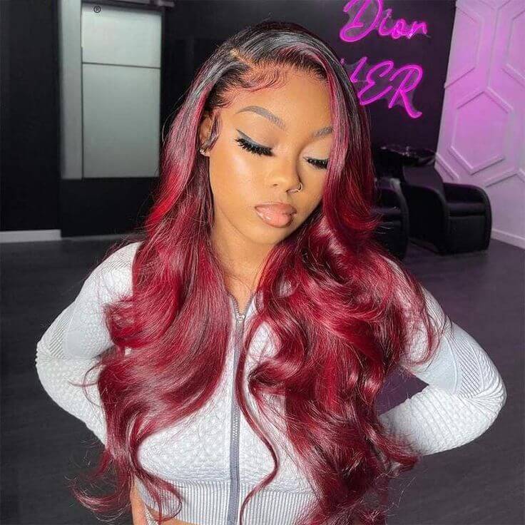 Ombre Color Human Hair Wigs Straight & Body Wave 13x4 HD Lace Front Wigs 150% Density hermosahair