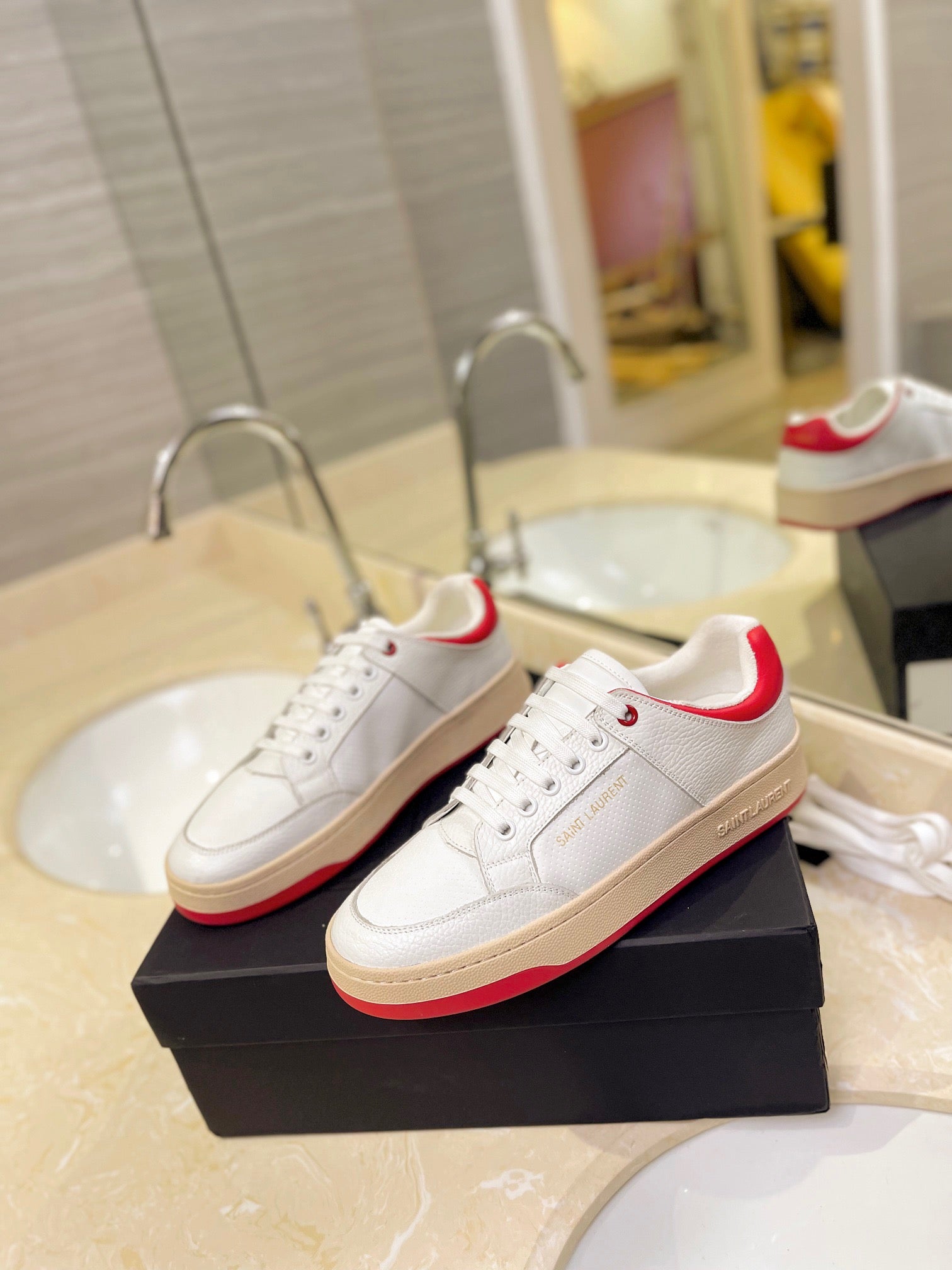 VSL White and Red Leather Sneakers-171