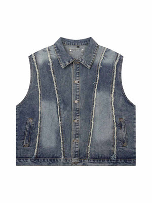 1984 Raw Edge split Washed Denim Vest