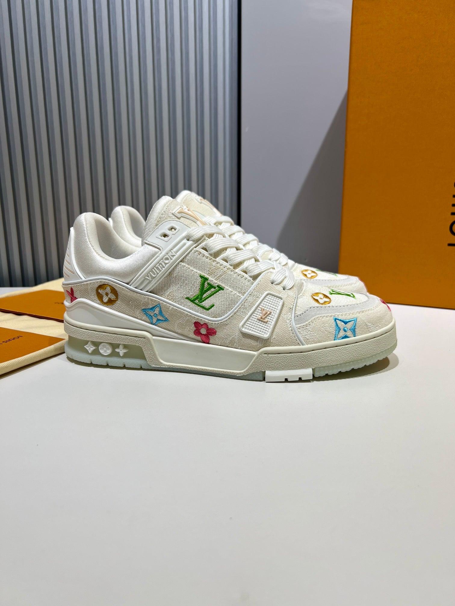 LUV Embroidered Creme Trainer  Sneakers-075