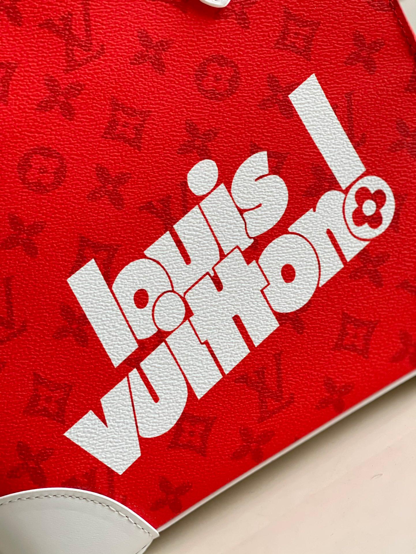 LV Litter Bag Vintage Monogram Canvas Red By Virgil Abloh For Men, Men’s Bags, Shoulder And Crossbody Bags 9.4in/24cm LV