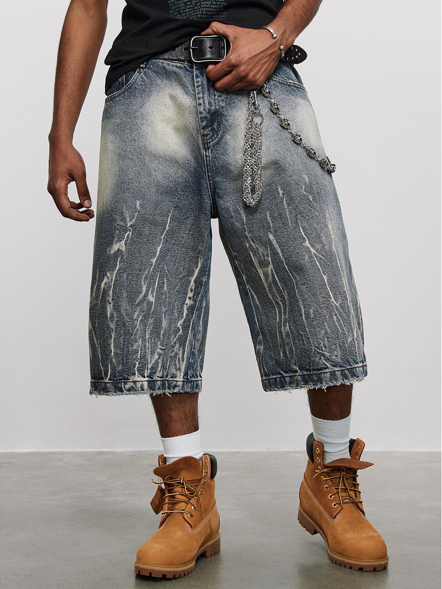 1984 Lightning Pattern Denim Hip-hop Jorts