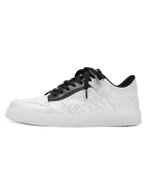 1984 White Silk Embroidered Hip-Hop Sneakers