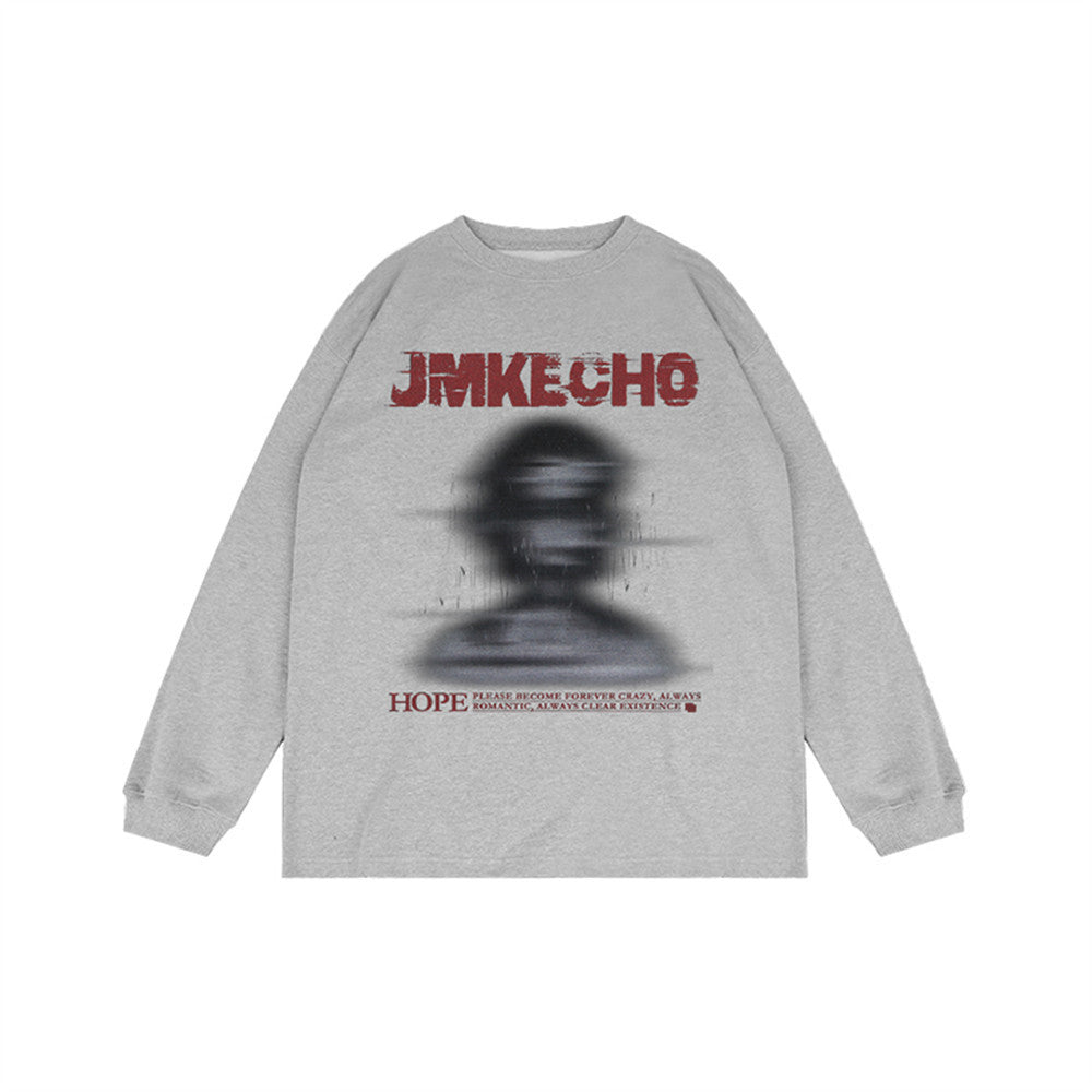 1984 Blurred Silhouette Print Long Sleeve T-shirt SP231006YAVY