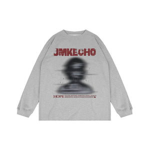 1984 Blurred Silhouette Print Long Sleeve T-shirt SP231006YAVY