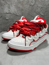 Premium Men Leather Curb Sneaker red white