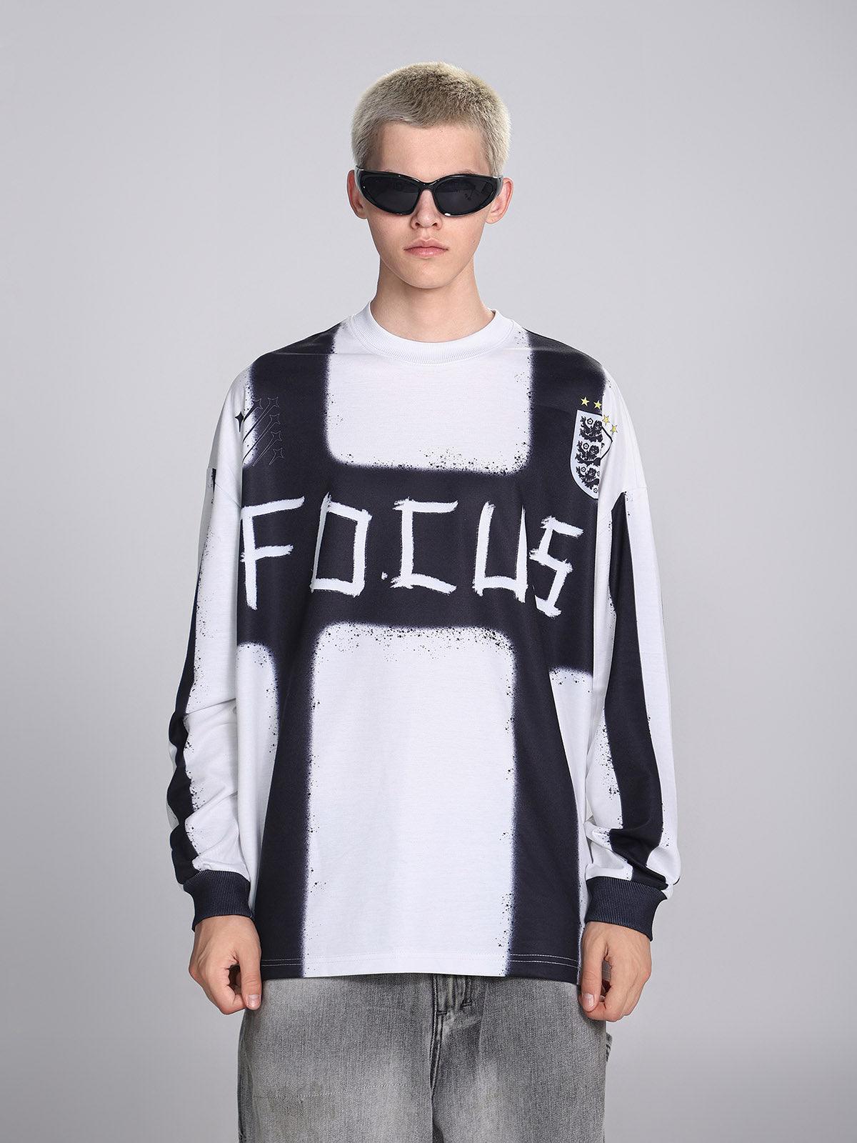 1984 Color Contrast Print Long Sleeve Jersey T-shirt