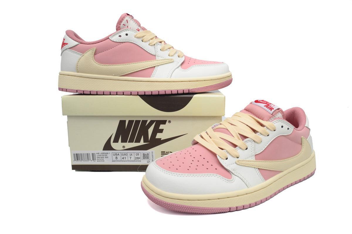 Custom Travis Scott x Air Jordan 1 Low OG White Pink sneakerland