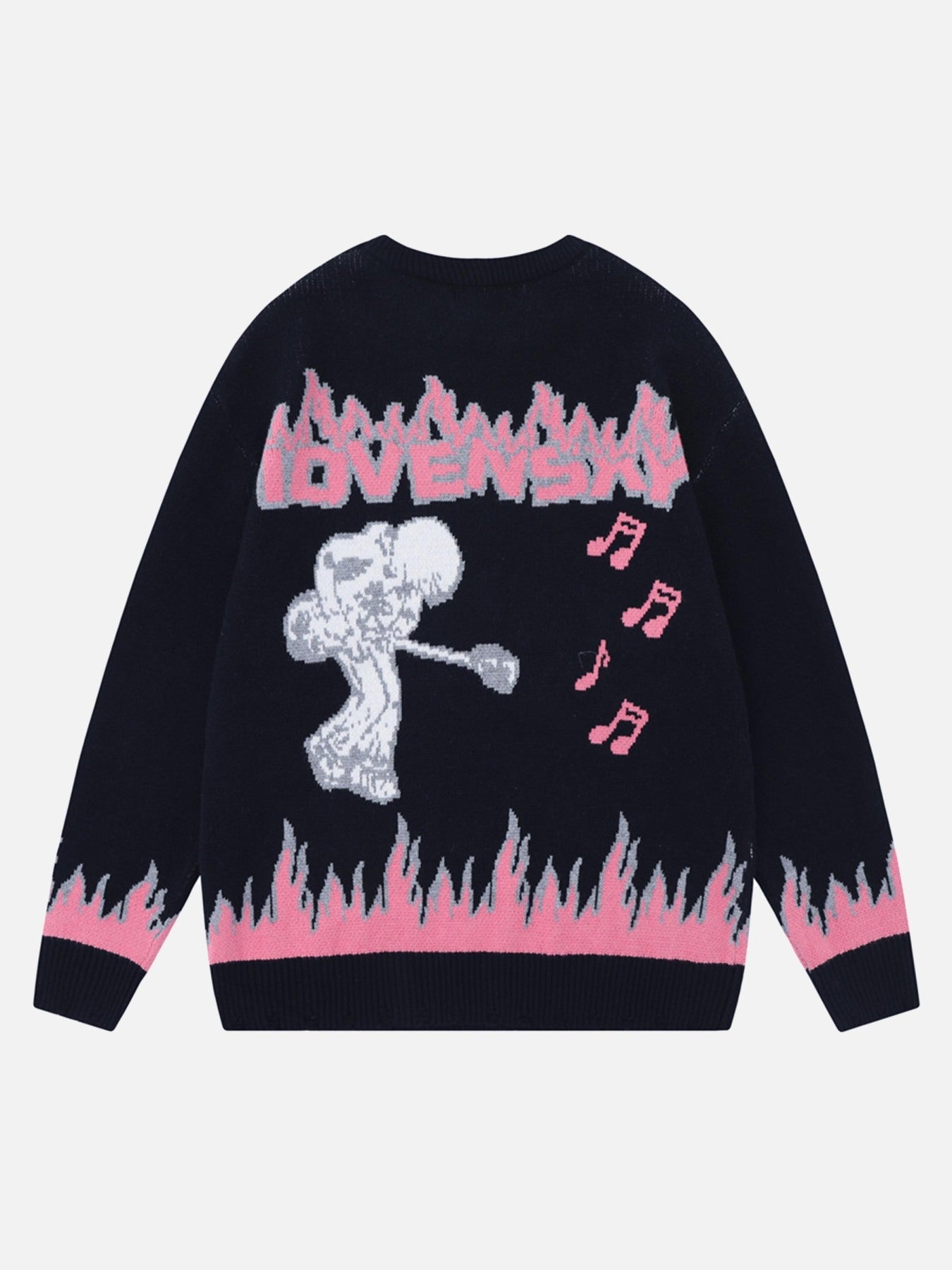 1984 Rock Anime Flame Crew Neck Sweater SP230918AWJJ