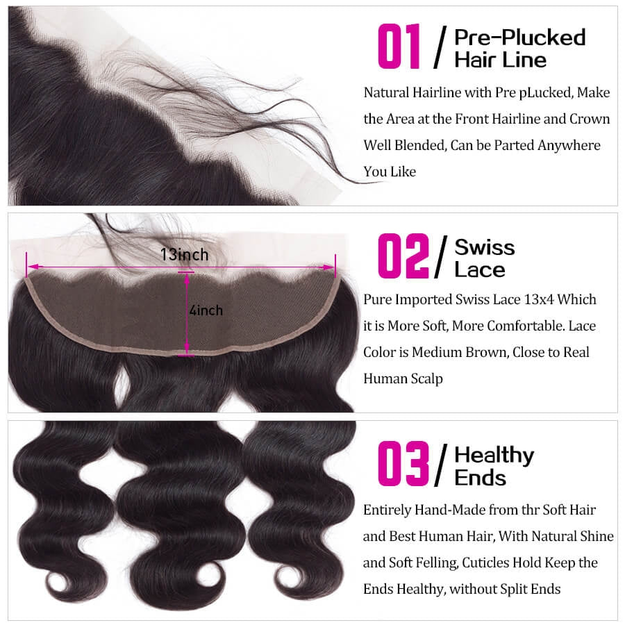 Peruvian Body Wave 4 Bundles With 13x4 Lace Frontal 10A Virgin Human Hair Bundles With Frontal Deal hermosahair