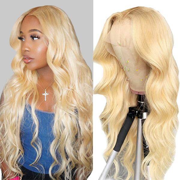 613 Blonde Color Body Wave Wig 13*4 HD Transparent Lace Frontal Human Hair Wigs For Women hermosahair