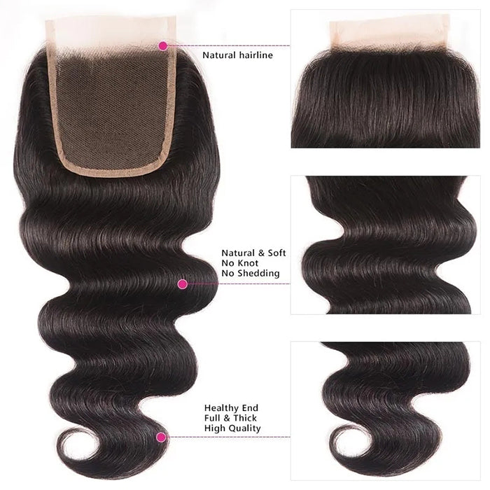 Malaysian Body Wave 3 Bundles with 4*4 Closure Soft Unprocessed Virgin Human Hair Hermosa Hair