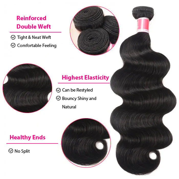 Peruvian Body Wave 3/4 Bundle Deals Unprocessed Virgin Human Hair Extensions In Stock hermosahair