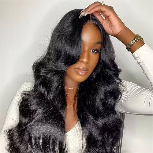 13x6 Lace Frontal Pre-Styled Loose Body Wave Wigs With Curtain Bangs Human Hair Pre Bleached Brailian Wigs For Women - 1984brand