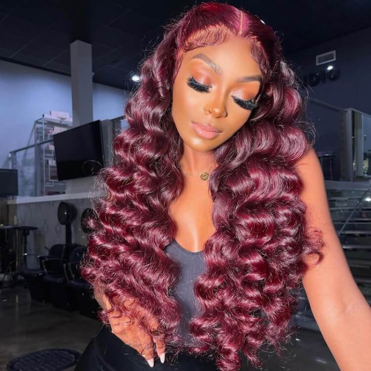 24" Loose Wave Transparent HD Lace 13x4/4x4 Lace Frontal Wig Human Hair Wig Natural Black Hermosa Hair
