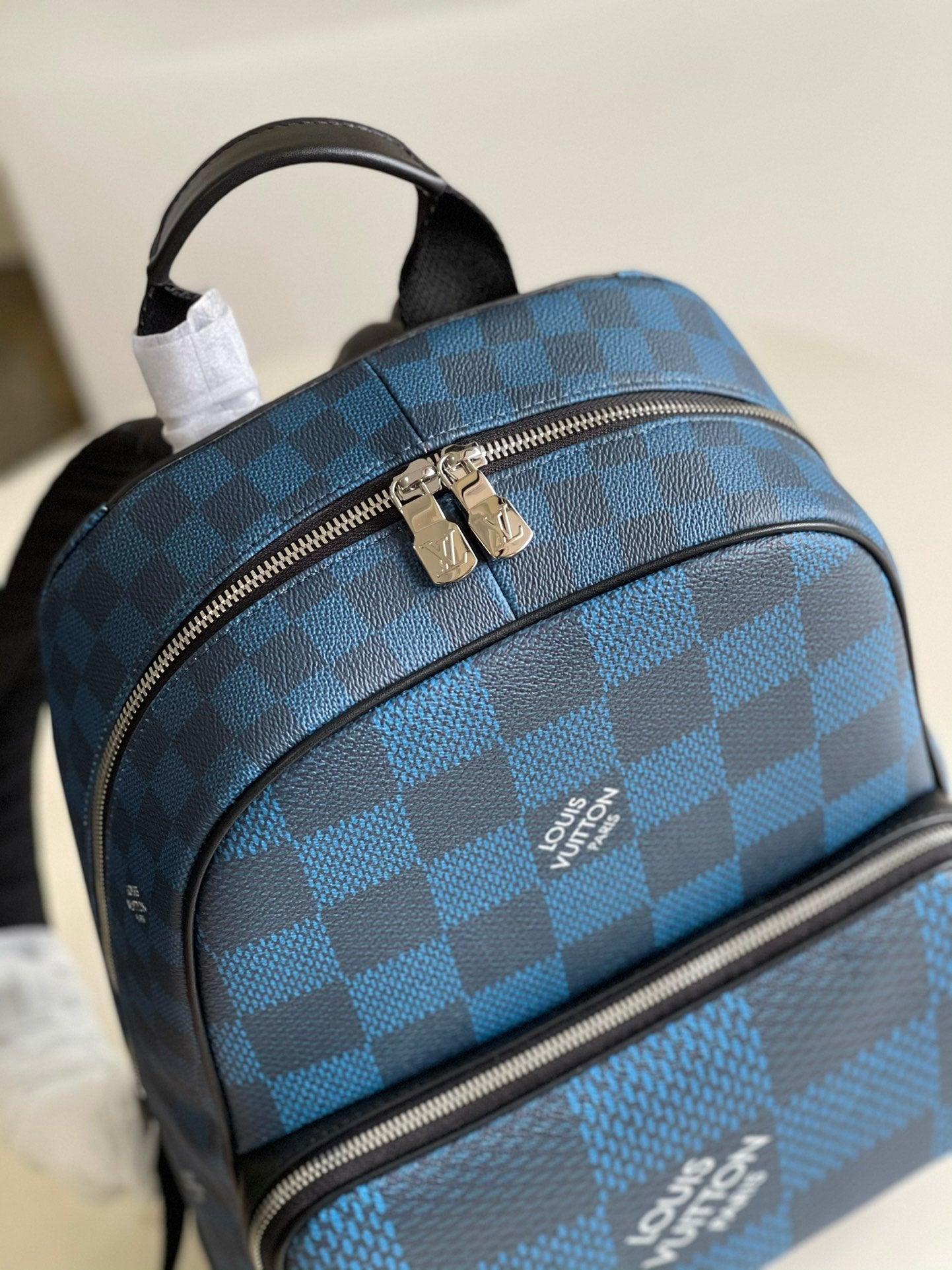 LV Campus Backpack Damier Graphite 3D Canvas Blue For Men, Bags 39cm LV N50008