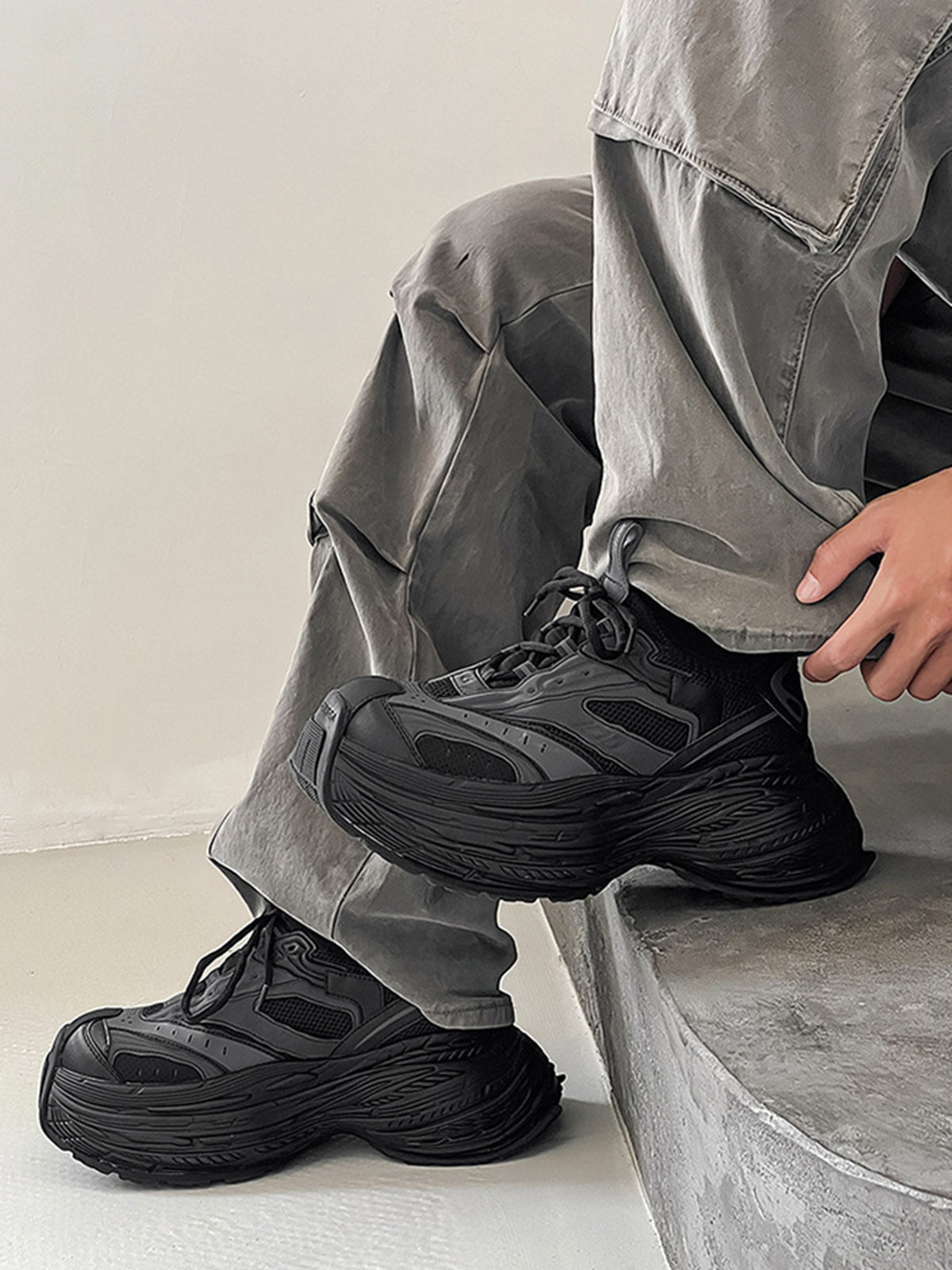 Sneakerhill Mesh Contrast Color Platform Sneakers - 1984