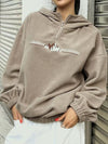 Mountain Quarter Zip Long Sleeve Hoodie Trendsi