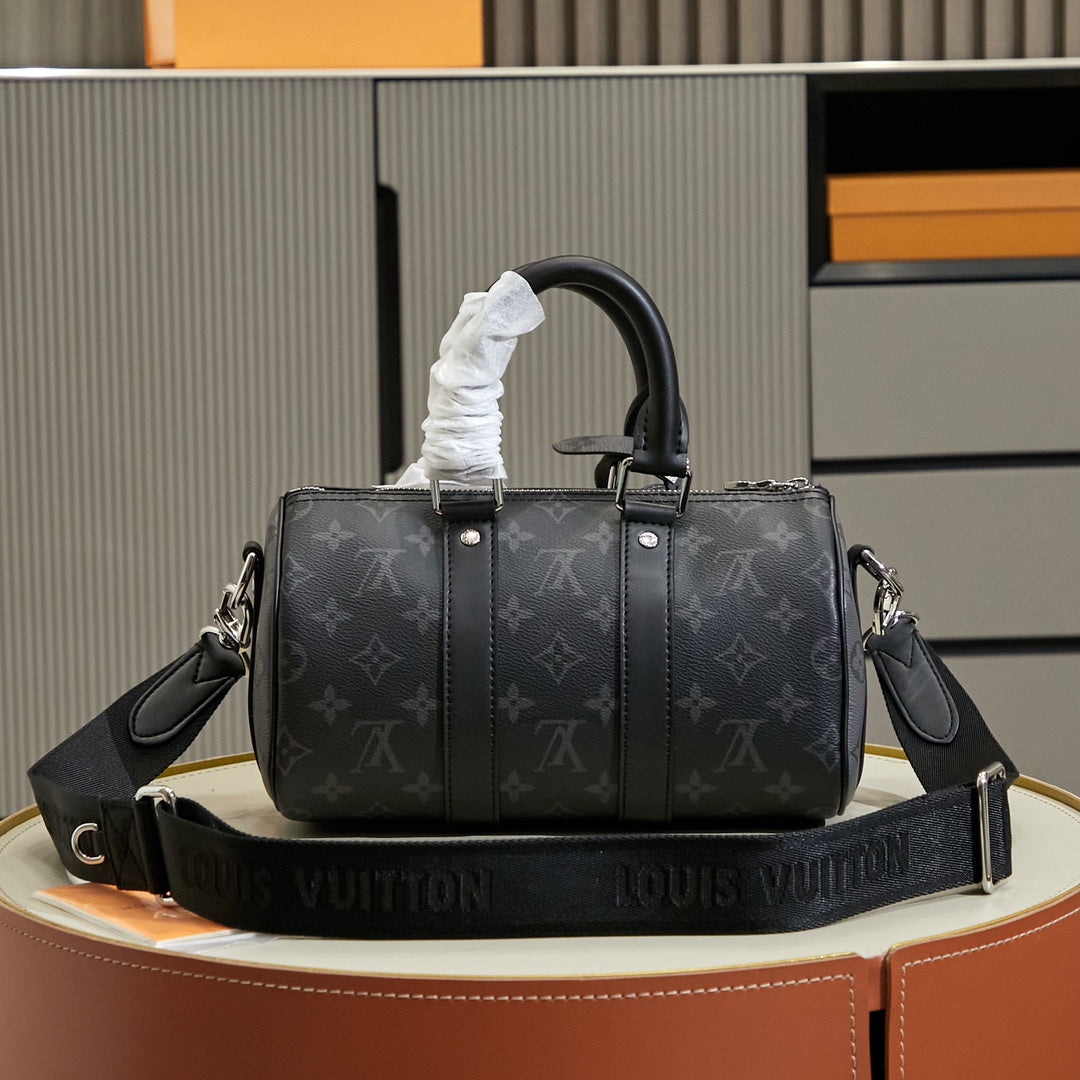 New Fashion Bags LV Monogram Eclipse Reverse Keepall 25 sneakeronline