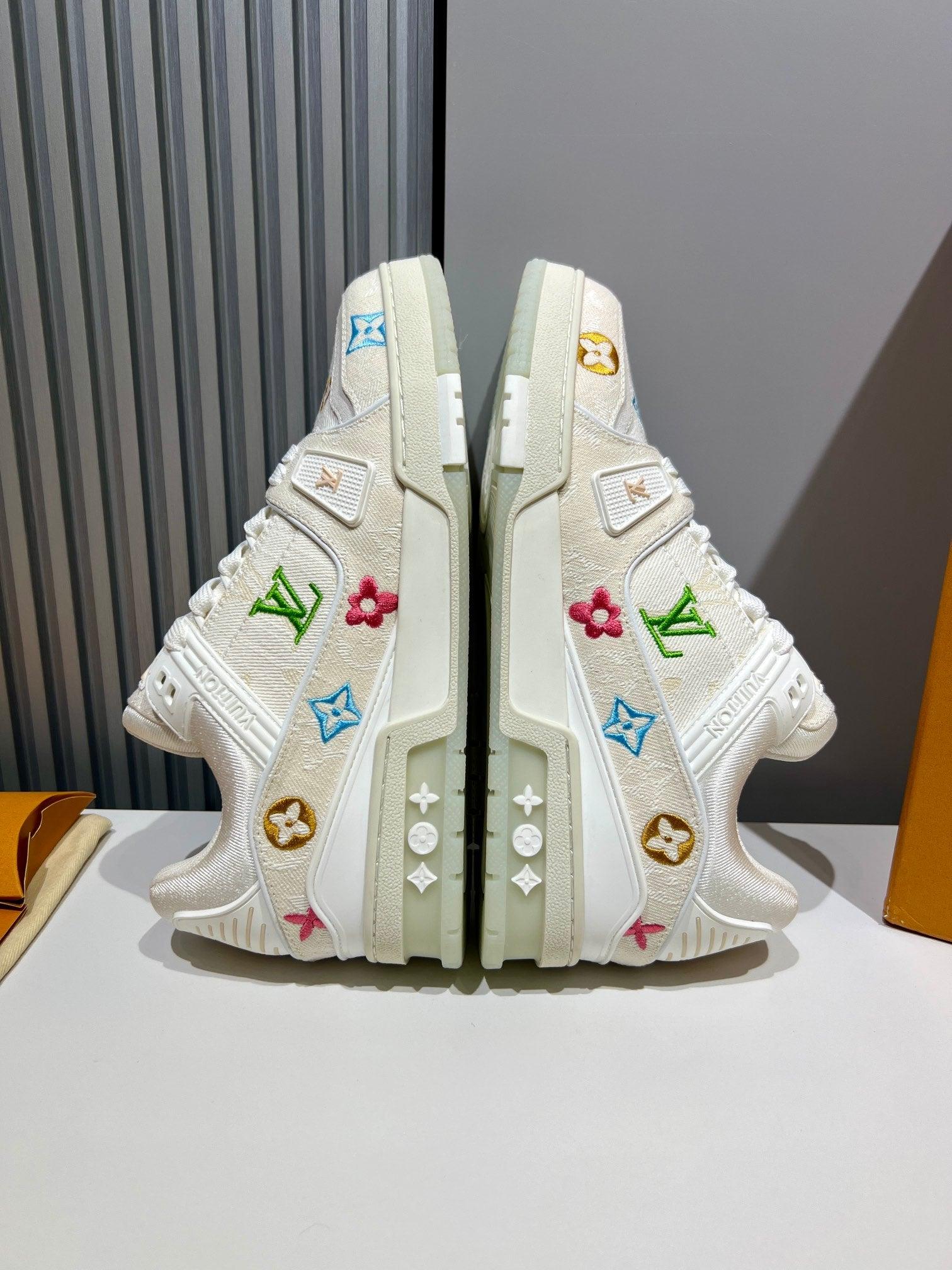 LUV Embroidered Creme Trainer  Sneakers-075