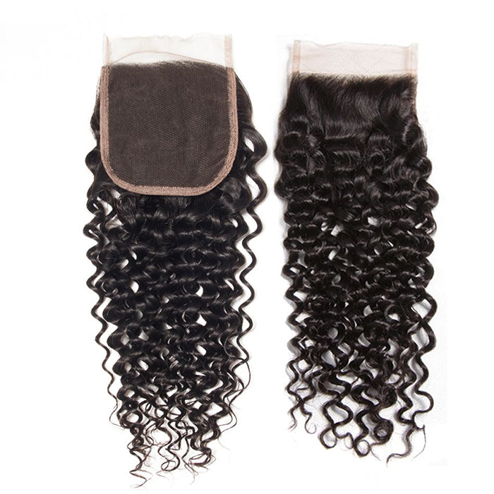 Malaysian Curly Hair 3 Bundles with 4*4 Closure Soft Unprocessed Virgin Human Hair Hermosa Hair