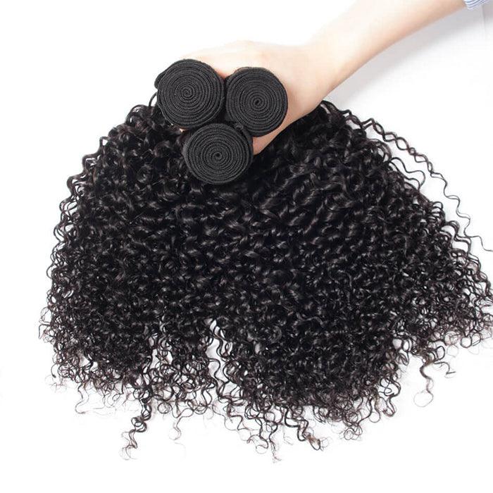 Malaysian Curly Hair 4 Bundles With 13X4 Ear To Ear Lace Frontal Natural Color hermosahair