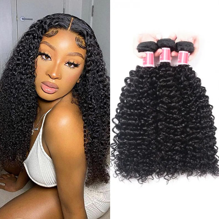 Malaysian Curly Hair 3/4 Bundle Deals Unprocessed Virgin Human Hair Bundles Natural Black Color hermosahair