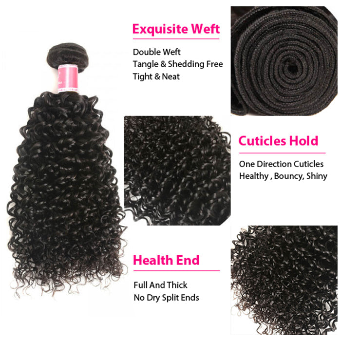 Malaysian Curly Hair 3/4 Bundle Deals Unprocessed Virgin Human Hair Bundles Natural Black Color hermosahair