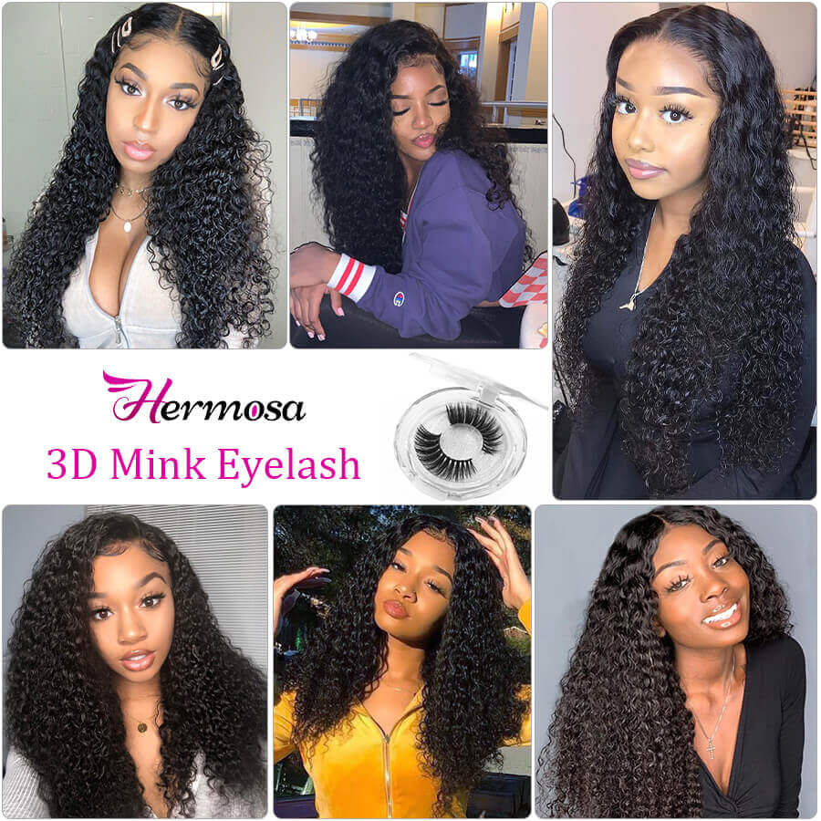 Peruvian Curly Hair 3 Bundles With 4x4 Transparent Lace Closure Remy Hair Weave Hermosa Hair