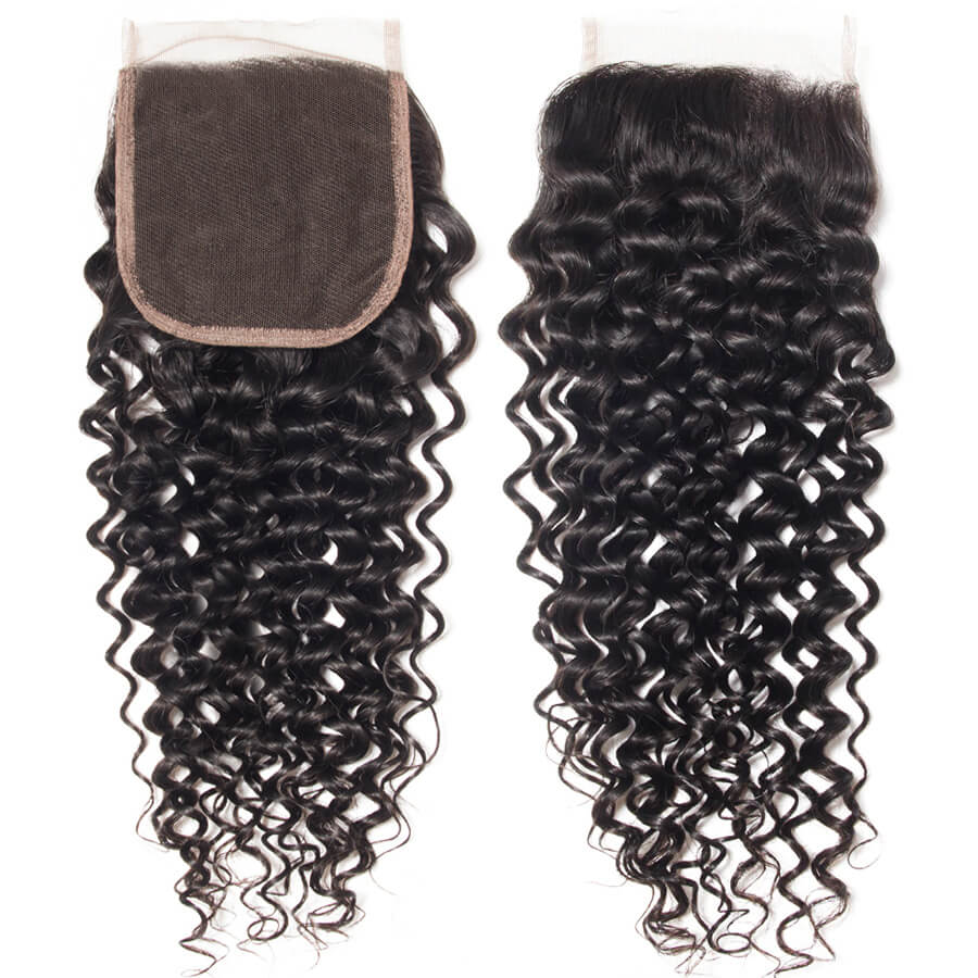 Peruvian Curly Hair 4 Bundles with 4*4 Closure Soft Unprocessed Virgin Human Hair hermosahair