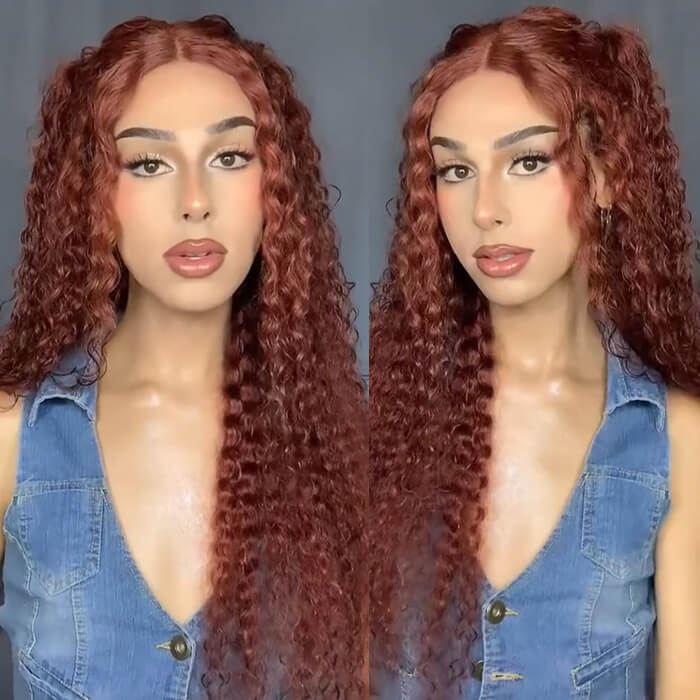 Reddish Brown 13x4 Lace Frontal & 8x5 Closure Wig Put On and Go Glueless Wig Human Hair hermosahair