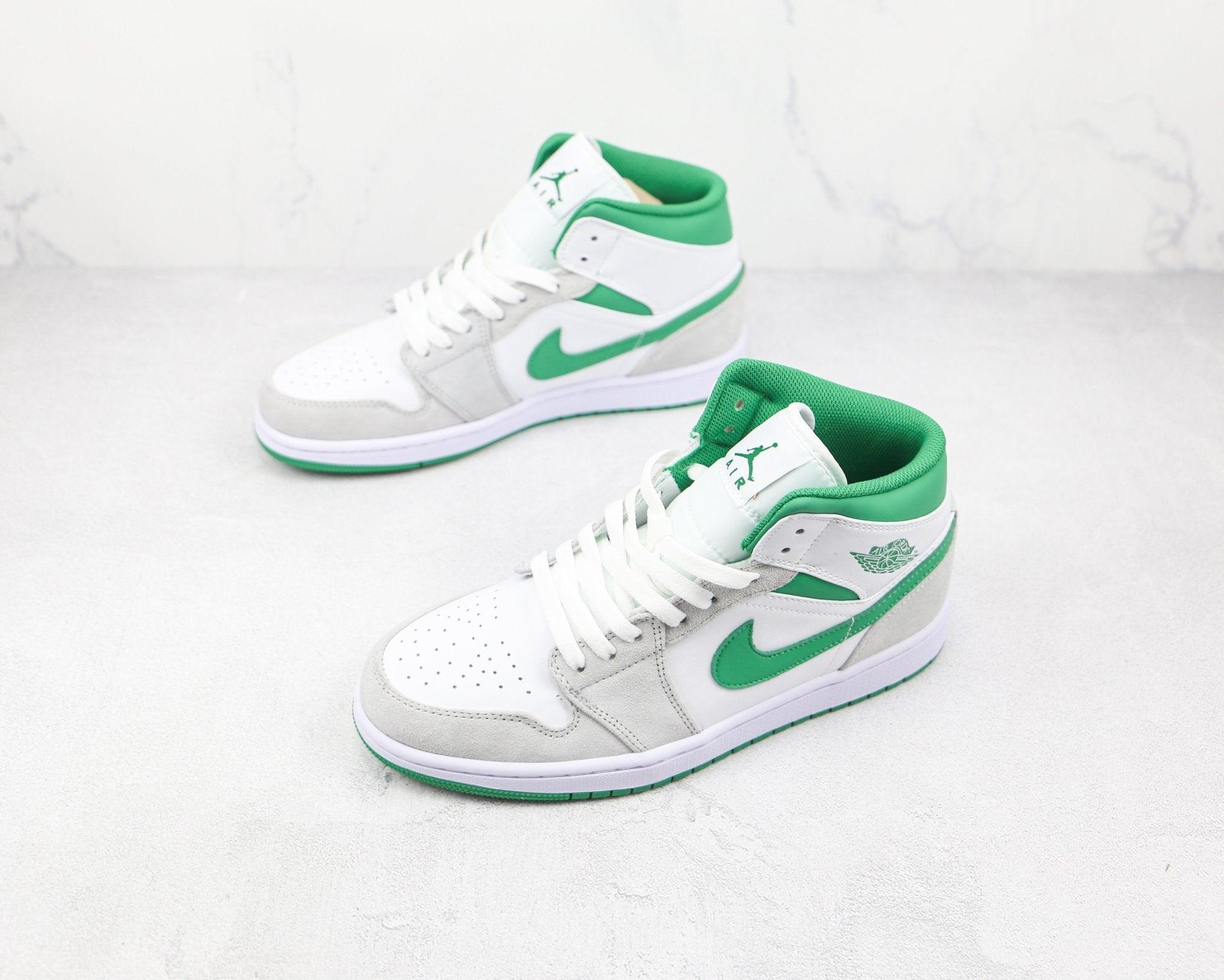 Custom Air Jordan 1 Green Grey Mid High Q - sneakerhypesusa