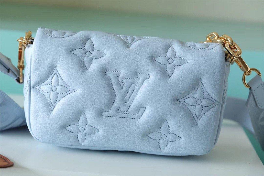 LV Wallet On Strap Bubblegram Monogram In Wallets and Small Leather Goods For Women Bleu Glacier Blue 7.9in/20cm LV M81399