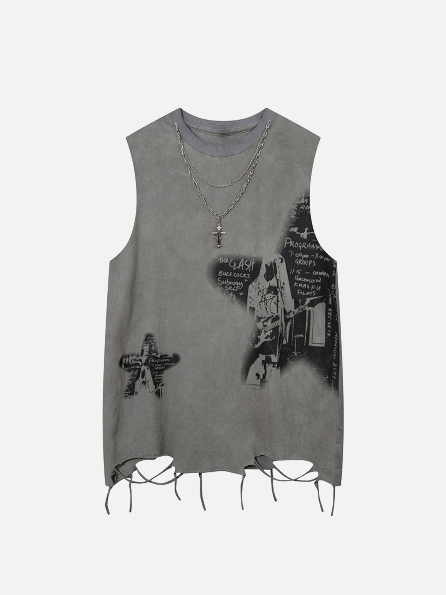 1984 Vintage Necklace Star Print Sleeveless Hip-hop Tank Top SP240312VPJM