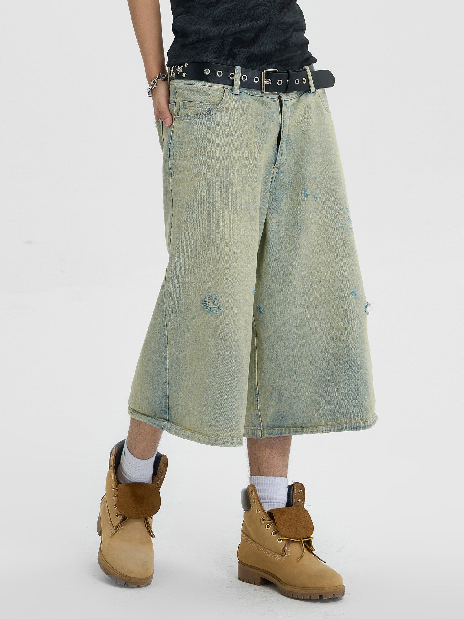 Retro Cropped Summer Denim Hip-hop Jorts - 2078 SP24051501TT