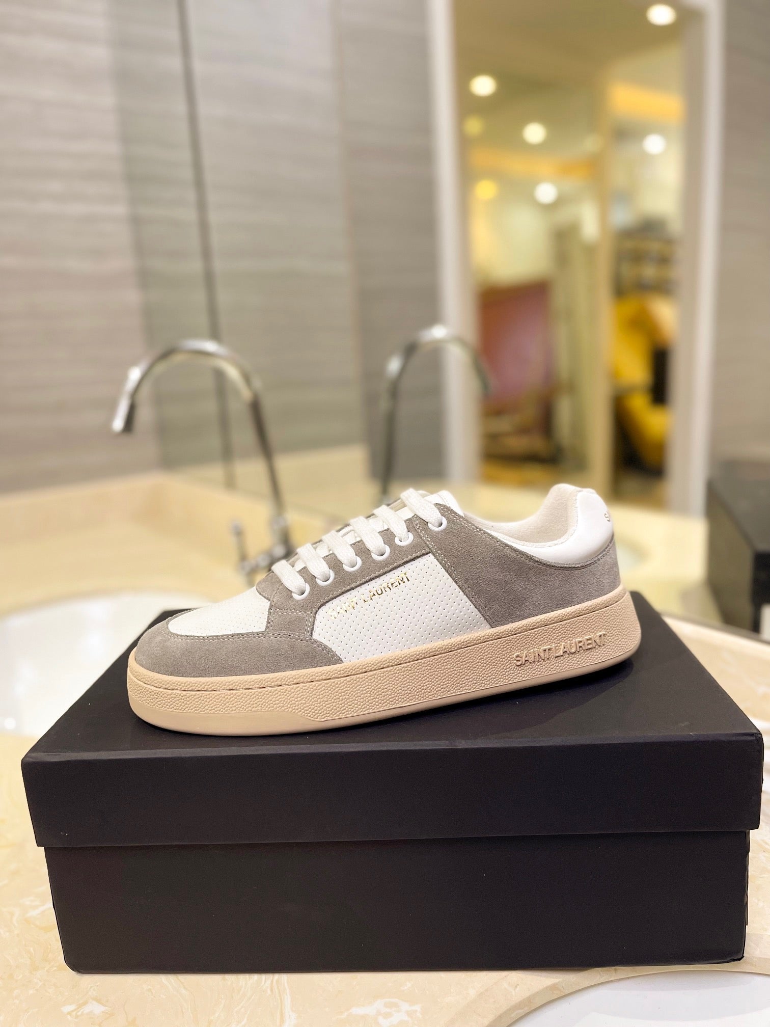 VSL Grey and White Leather Sneakers-169