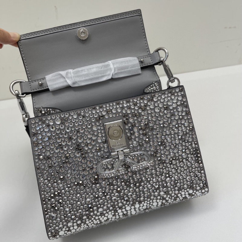 1984 - Crystal Mini Sequin Top Handle Bag Silver